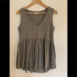 T.la for Anthropologie Hayley Babydoll Grey Tank S